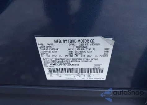 2019 Ford Explorer Sport z USA, uszkodzony, nr VIN 1FM5K8GTXKGA18669